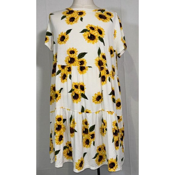 NWT LULAROE Ariel Yellow Sunflowers Floral Tiered Stretch Dress Pockets Sz XL - Picture 14 of 14